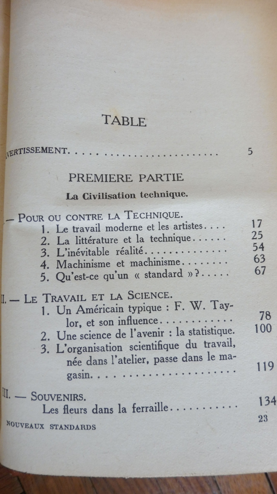 Nouveaux standards (H. Dubreuil) 1931 HISTOIRE DU TRAVAIL