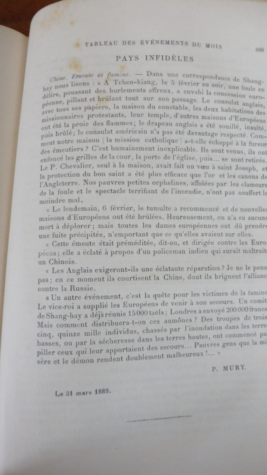 Etudes des jésuites janvier-avril 1889