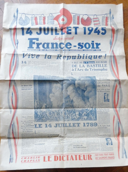 France-soir 14 juillet 1945 LIBERATION