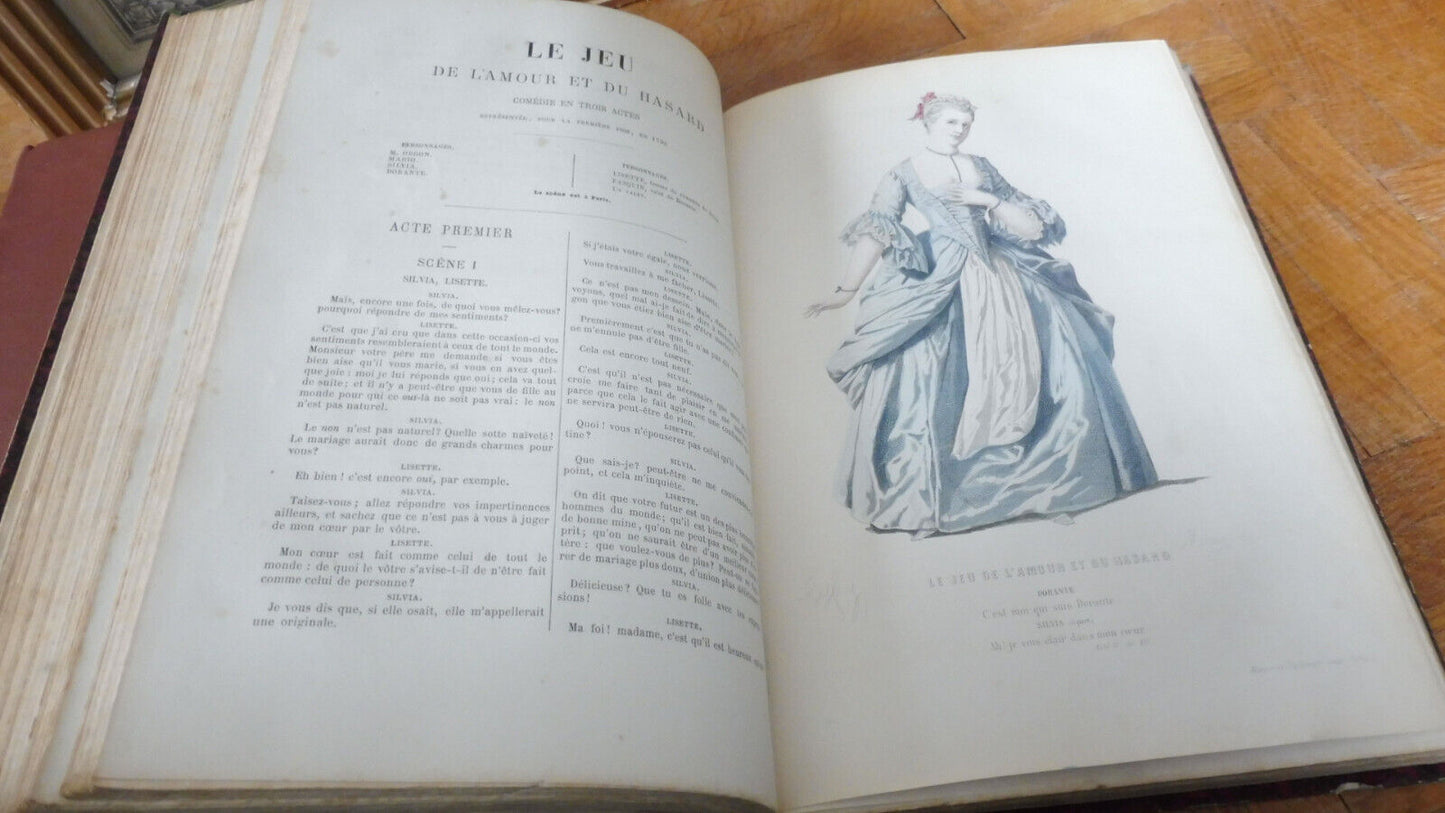 Chefs-d'oeuvres dramatiques du 18e siècle (Beaumarchais...) 1872 illus. Geffroy