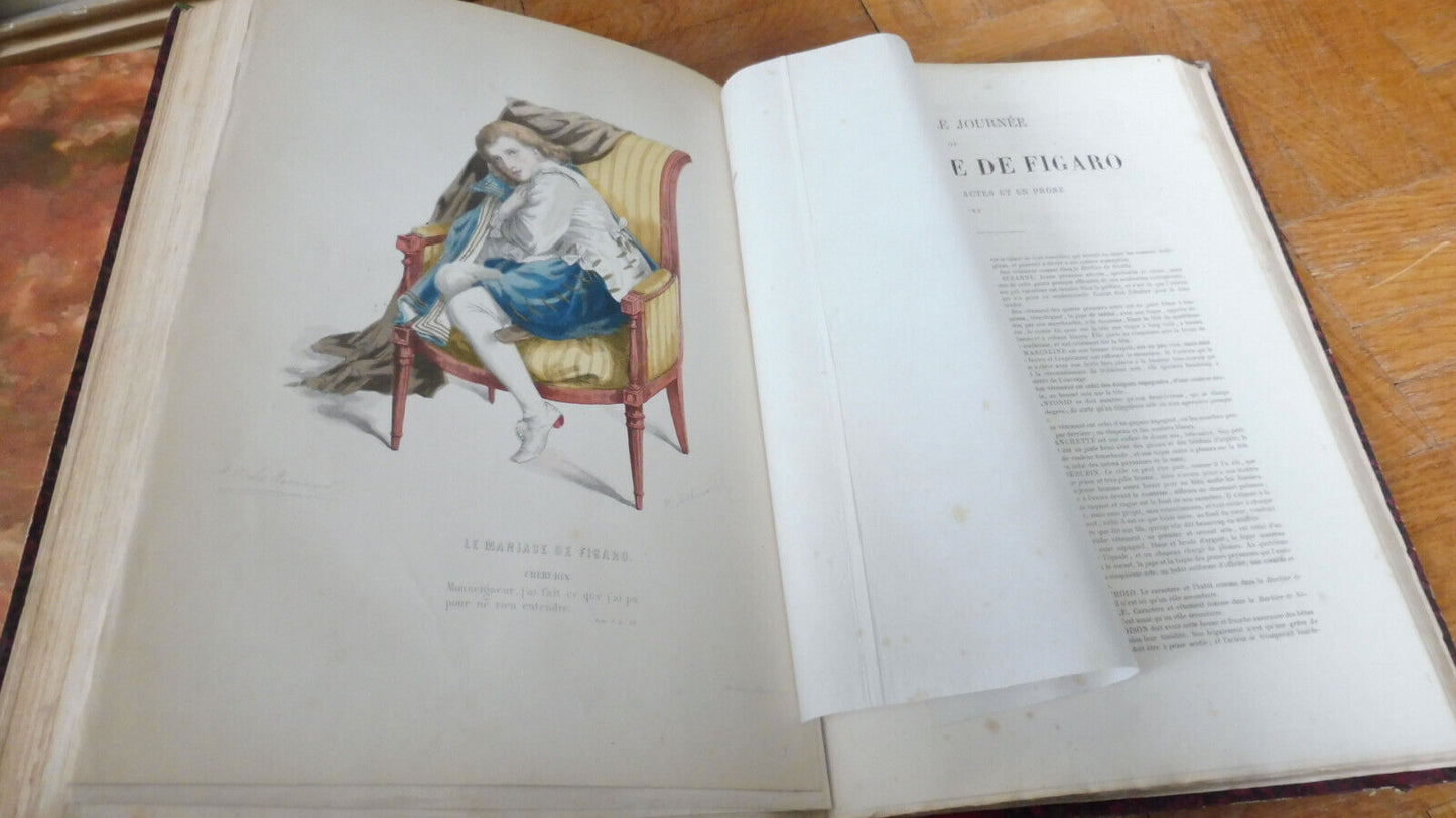 Chefs-d'oeuvres dramatiques du 18e siècle (Beaumarchais...) 1872 illus. Geffroy