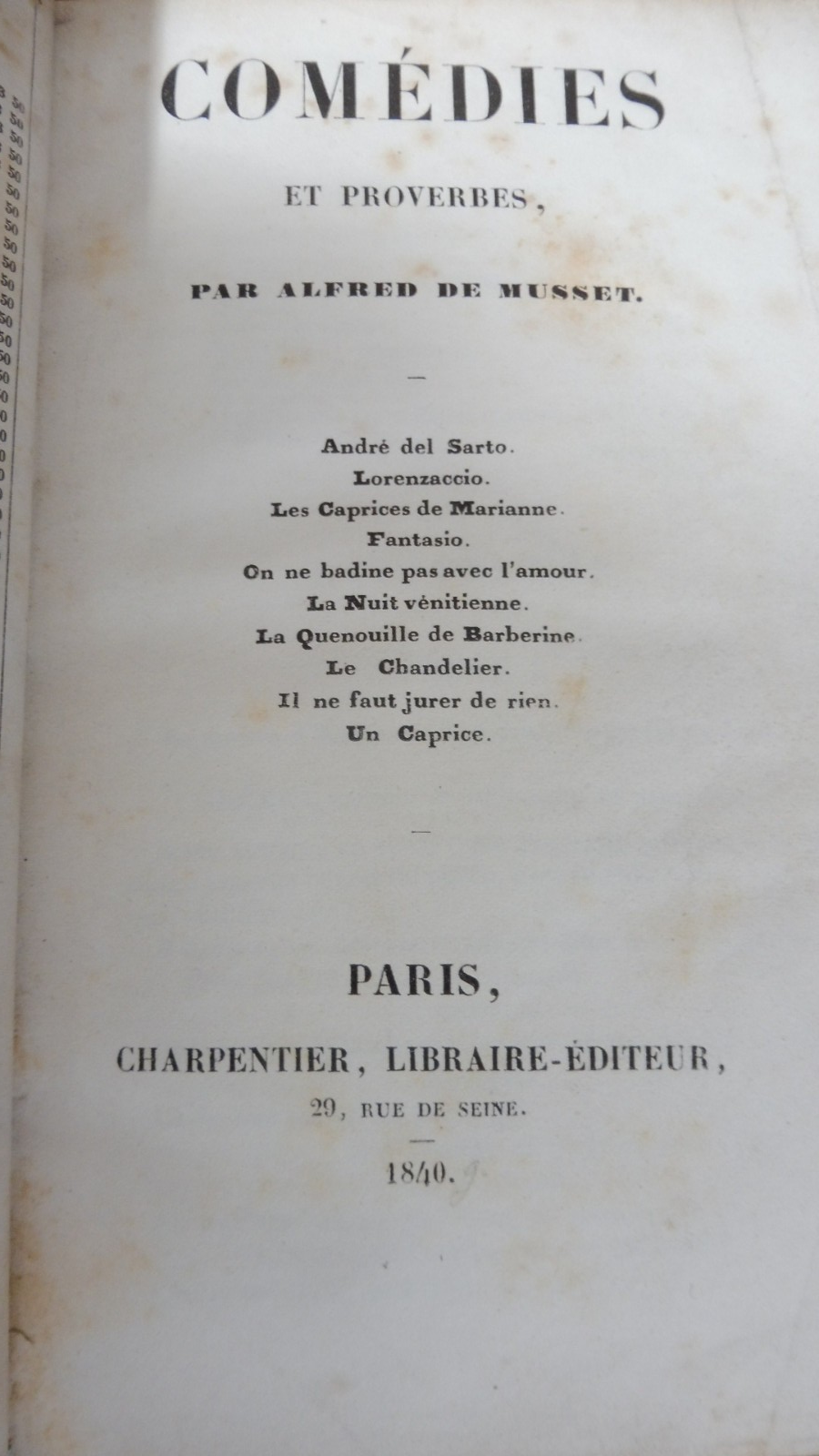 Comédies et proverbes (Alfred De Musset) 1840 EO Partielle
