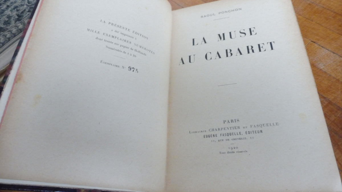 La Muse au cabaret (Raoul Ponchon) 1920 NUMEROTE EO