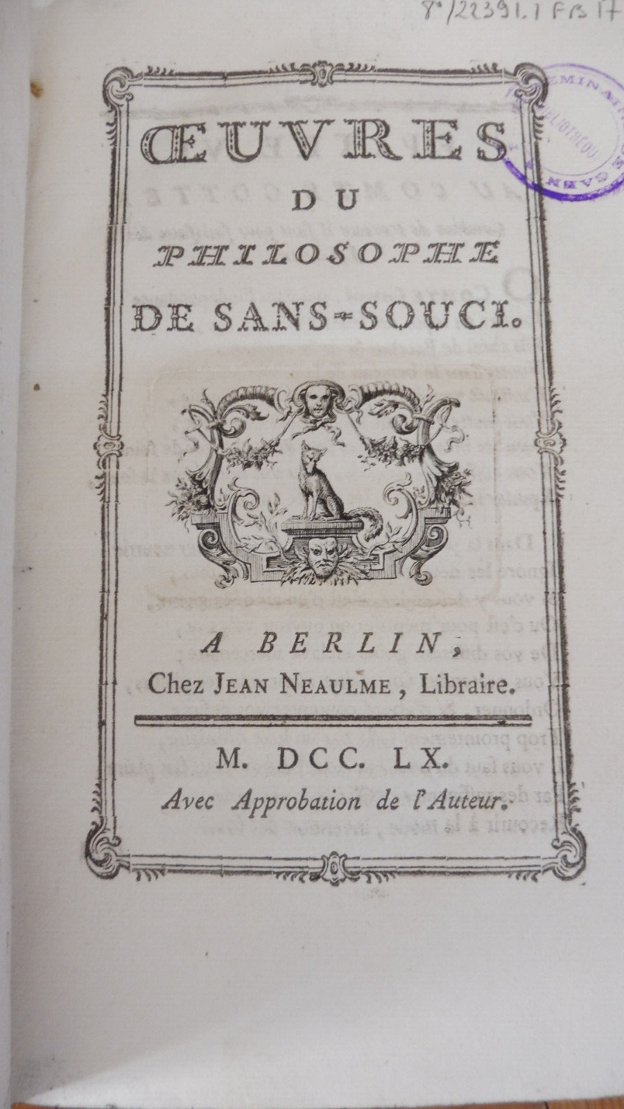 Oeuvres du philosophe de Sans-Souci (Frédéric II de Prusse) 1740 2/2