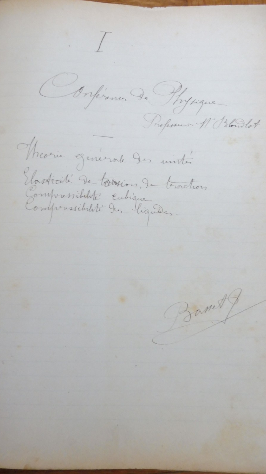 Conférences de René Blondlot 1883-84 SCIENCES PHYSIQUE MANUSCRIT