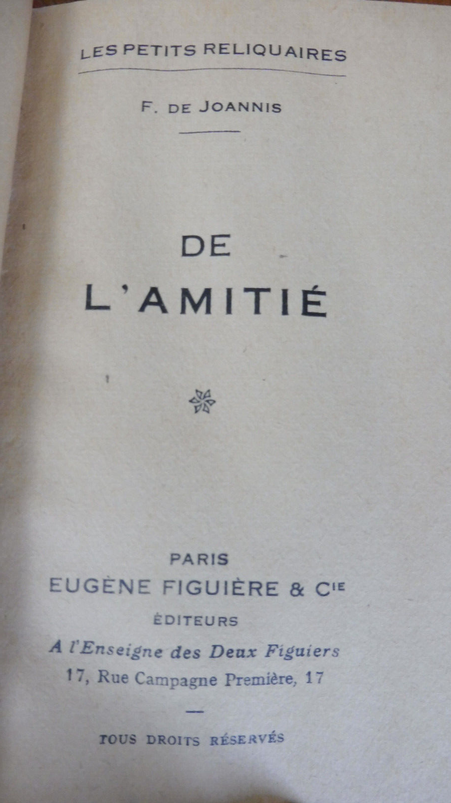 De l'amitié (F. de Joannis) s.d.