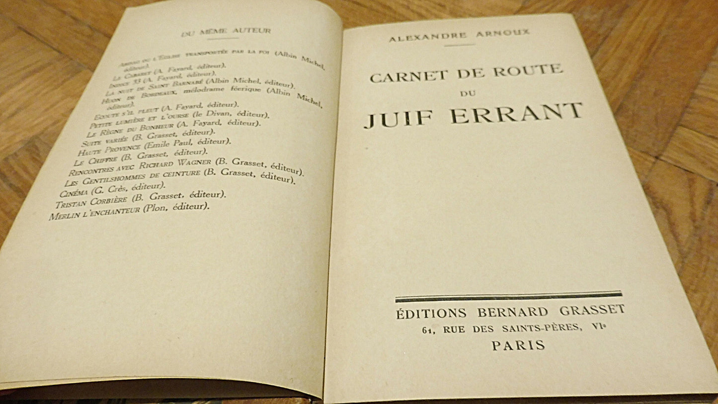 Carnet de route du juif errant (Alexandre Arnoux) 1931