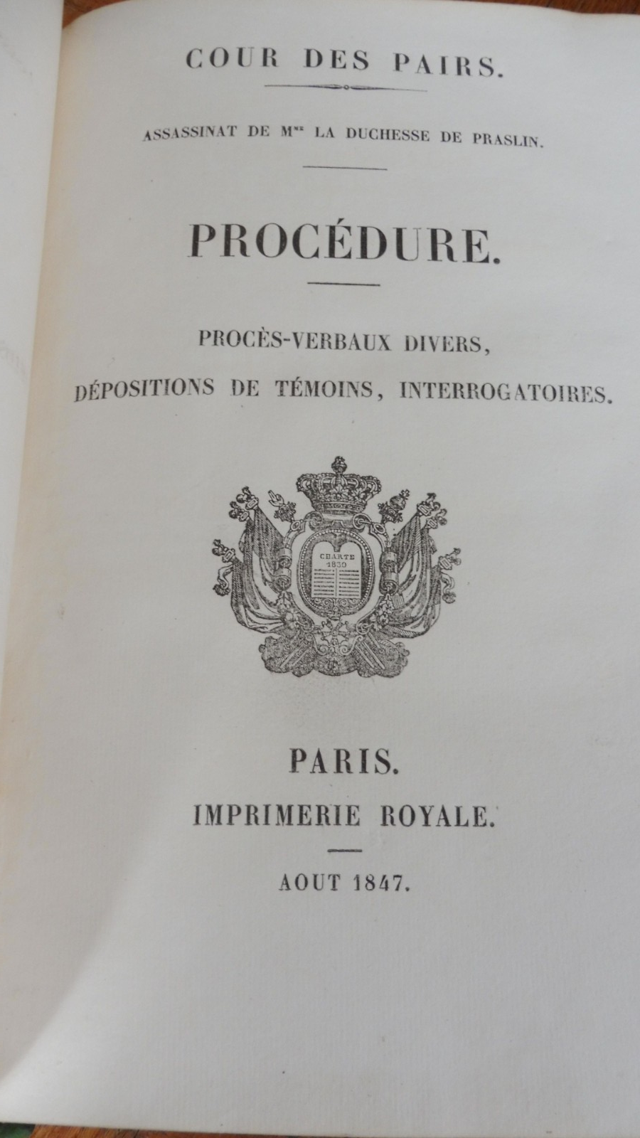 Recueil de pièces. Assassinat de la Duchesse de Praslin 1847 EO