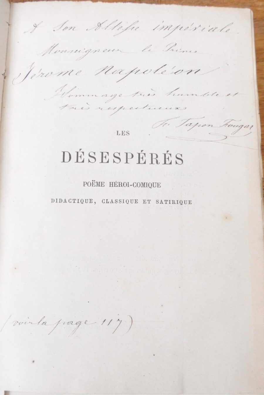 Les Désespérés (Francisque Tapon Fougas) 1863 EO ENVOI à Jérôme Napoléon
