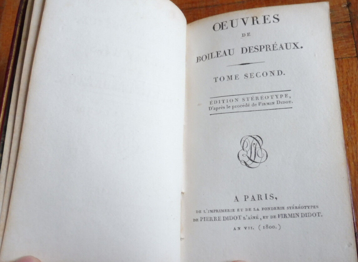 Oeuvres de Boileau Despréaux 1800 2 vol.