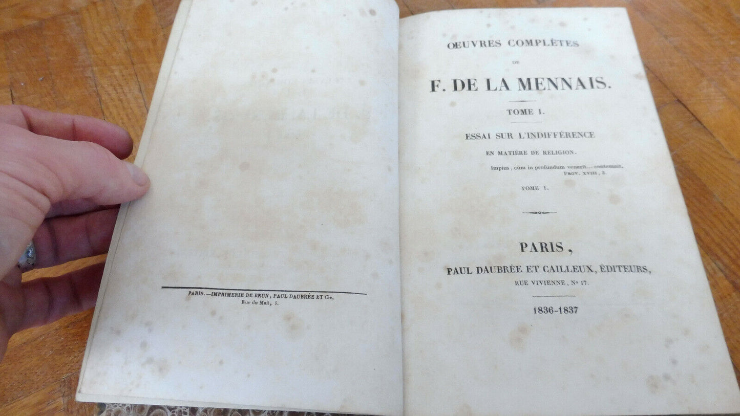 Essai sur l'indifférence en matière de religion (de La Menais) 1836-37 3/3