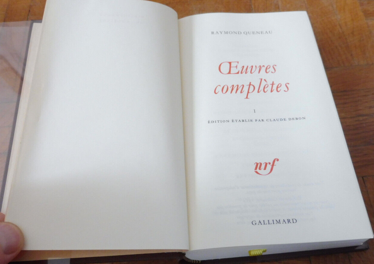 Oeuvres de Queneau t.1 1992 PLEIADE TBE