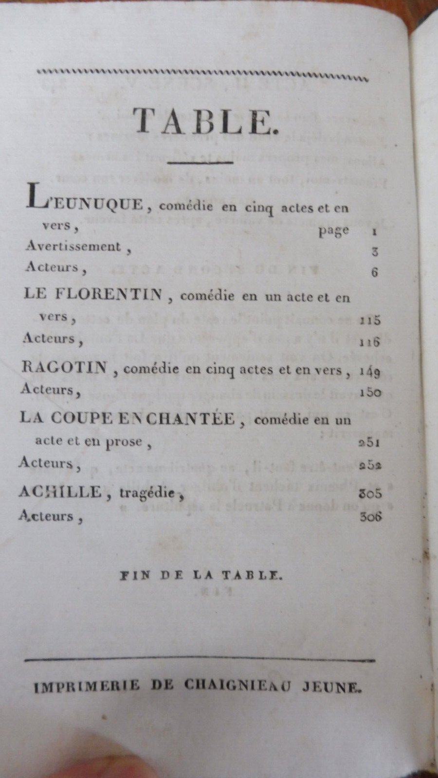 Théâtre de La Fontaine 1821