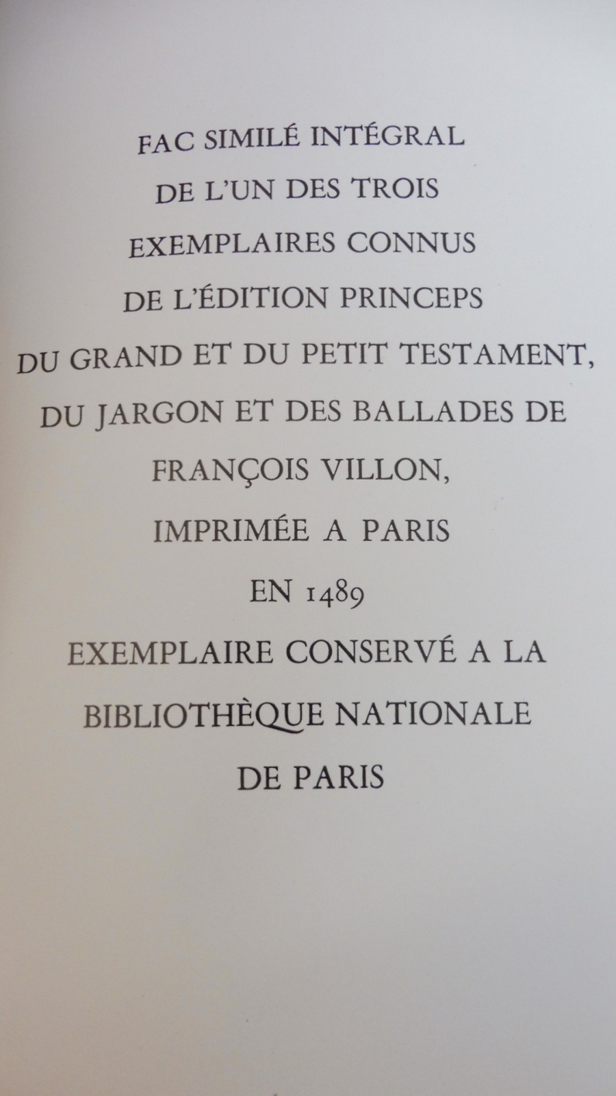 Le Villon de 1489 (François Villon) 1957