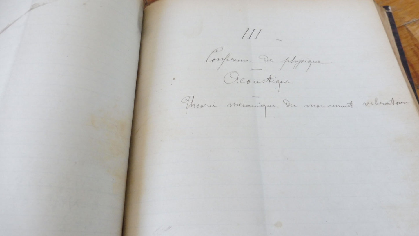 Conférences de René Blondlot 1883-84 SCIENCES PHYSIQUE MANUSCRIT