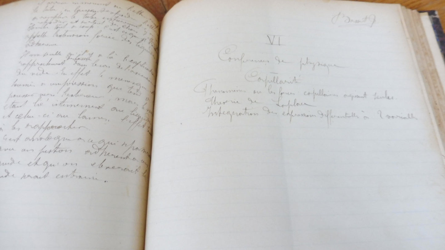 Conférences de René Blondlot 1883-84 SCIENCES PHYSIQUE MANUSCRIT