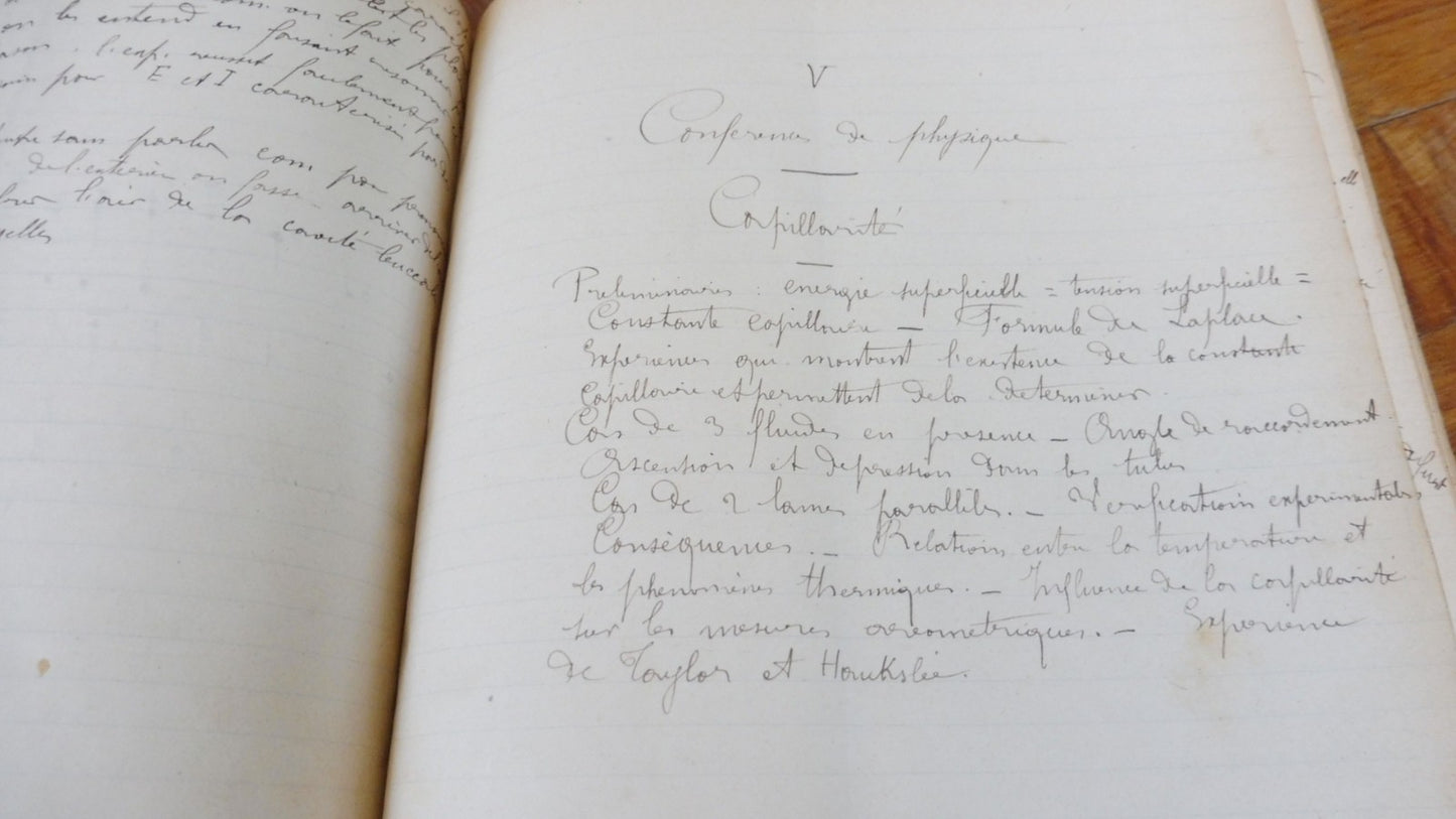Conférences de René Blondlot 1883-84 SCIENCES PHYSIQUE MANUSCRIT