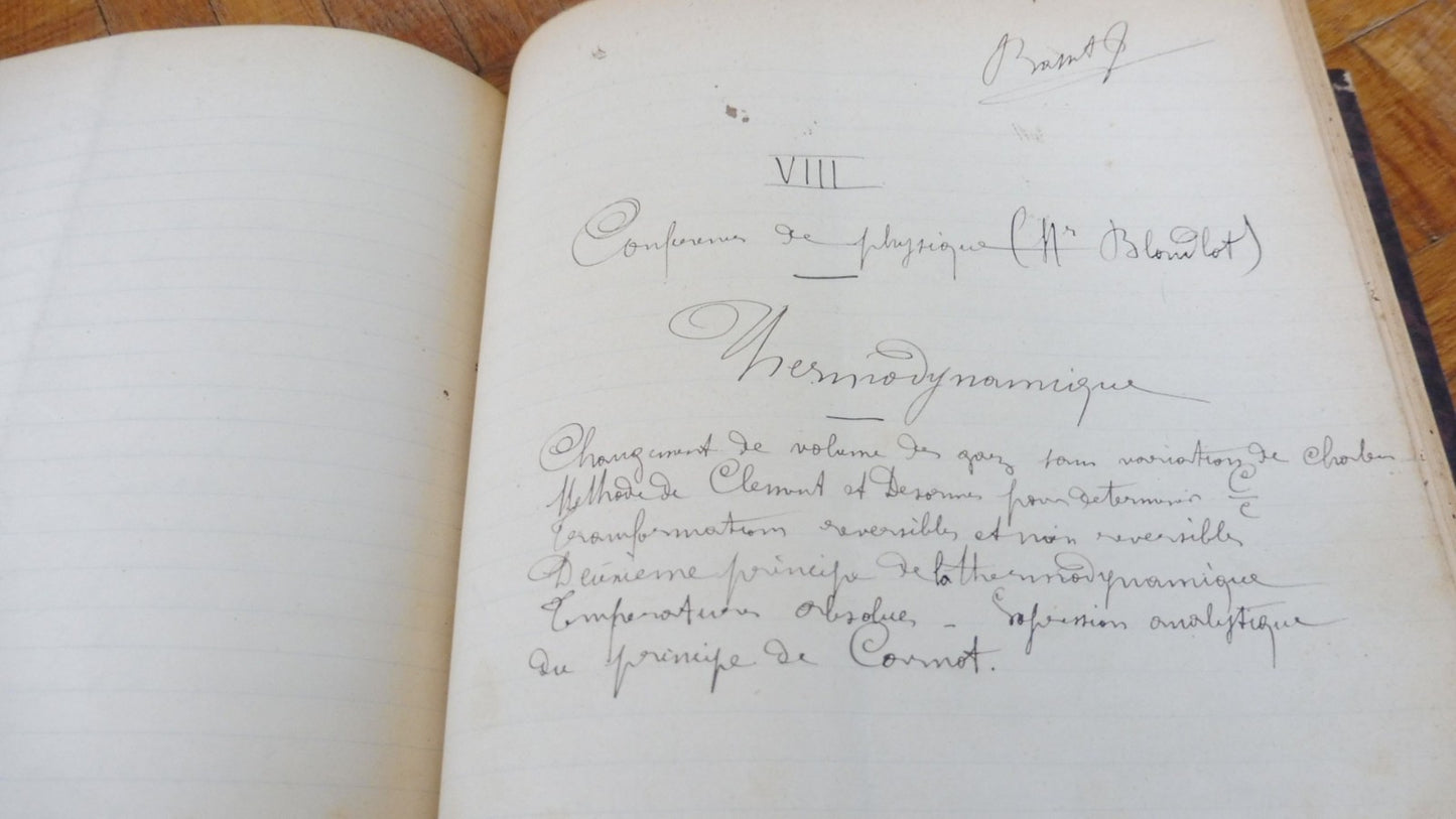 Conférences de René Blondlot 1883-84 SCIENCES PHYSIQUE MANUSCRIT