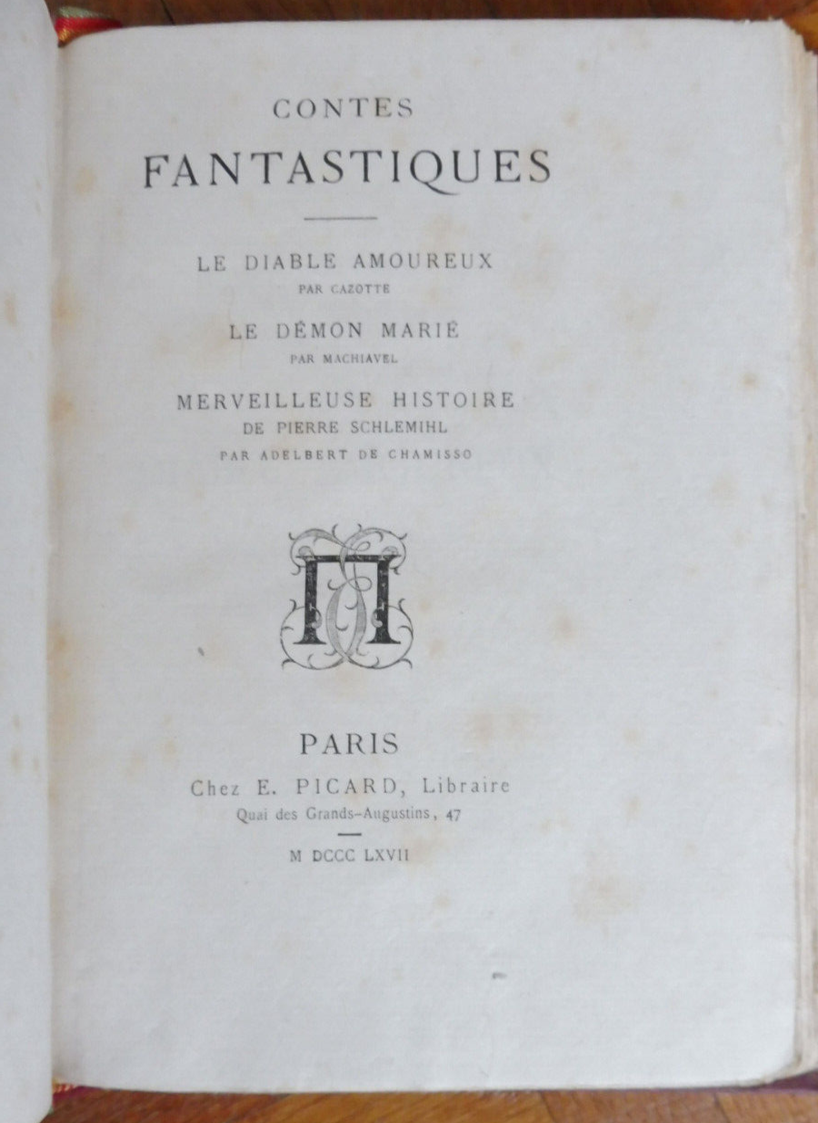 Contes fantastiques (Cazotte, Machiavel, Schlemihl) 1867
