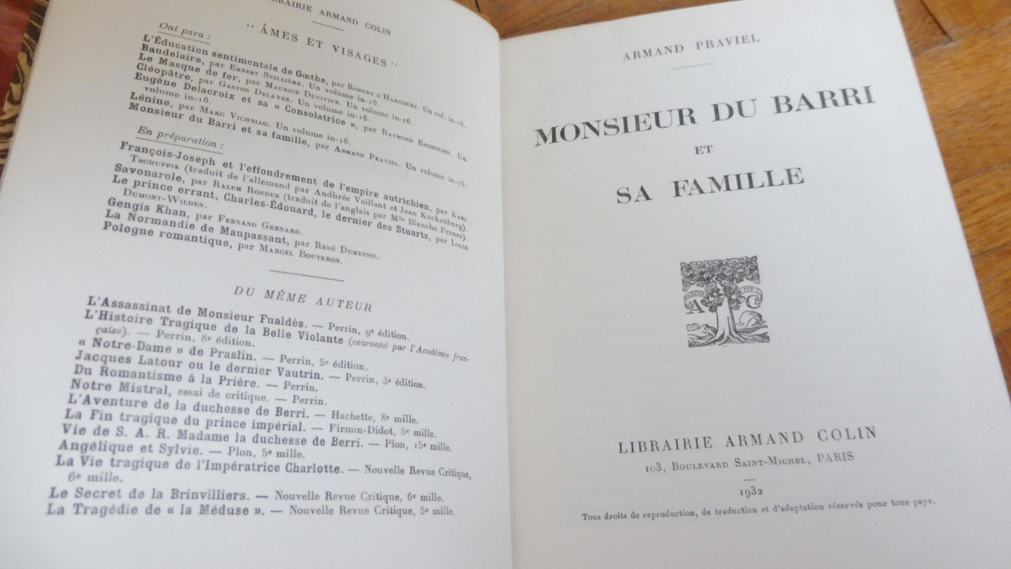 Monsieur Du Barri et sa famille (Armand Praviel) 1932