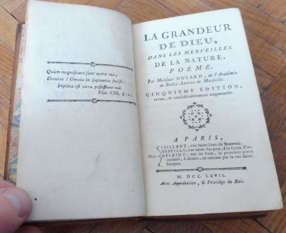La Grandeur de Dieu dans les merveilles de la nature (M. Dulard) 1767