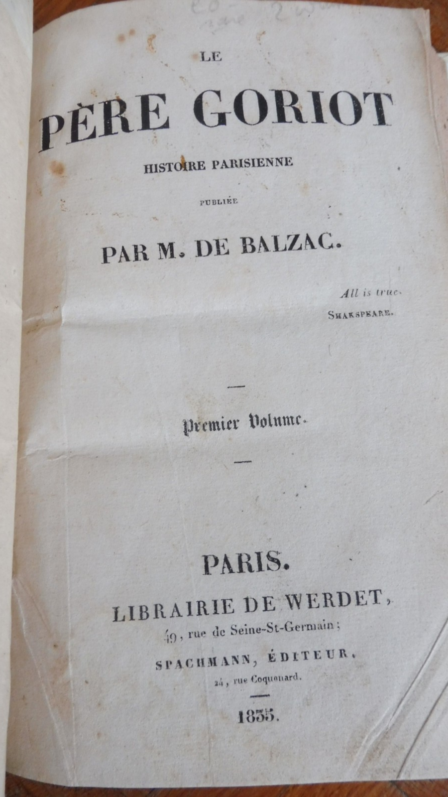 Le Père Goriot (Honoré de Balzac) 1835 2/2 EO