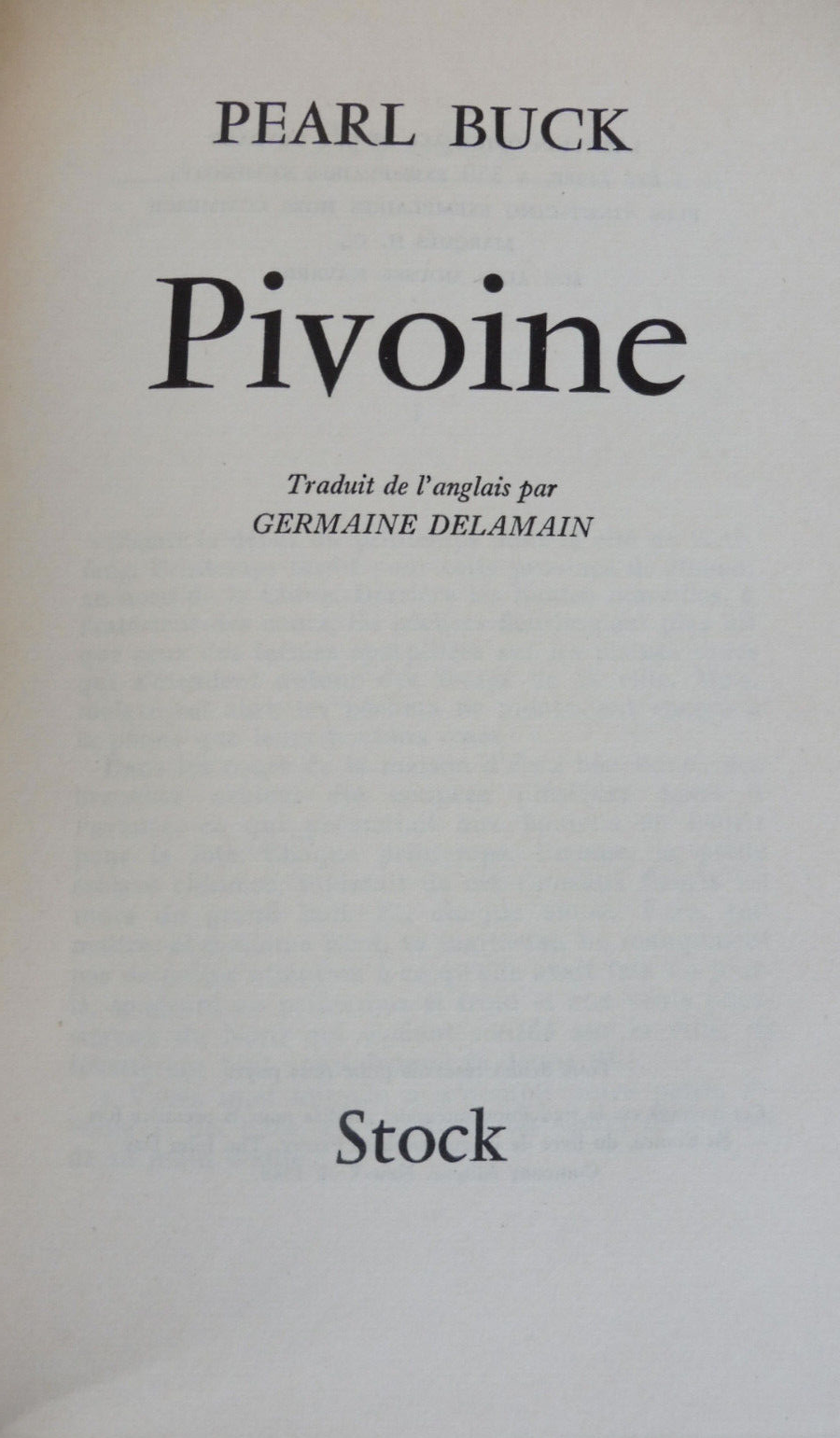 Pivoine (Pearl Buck) 1961