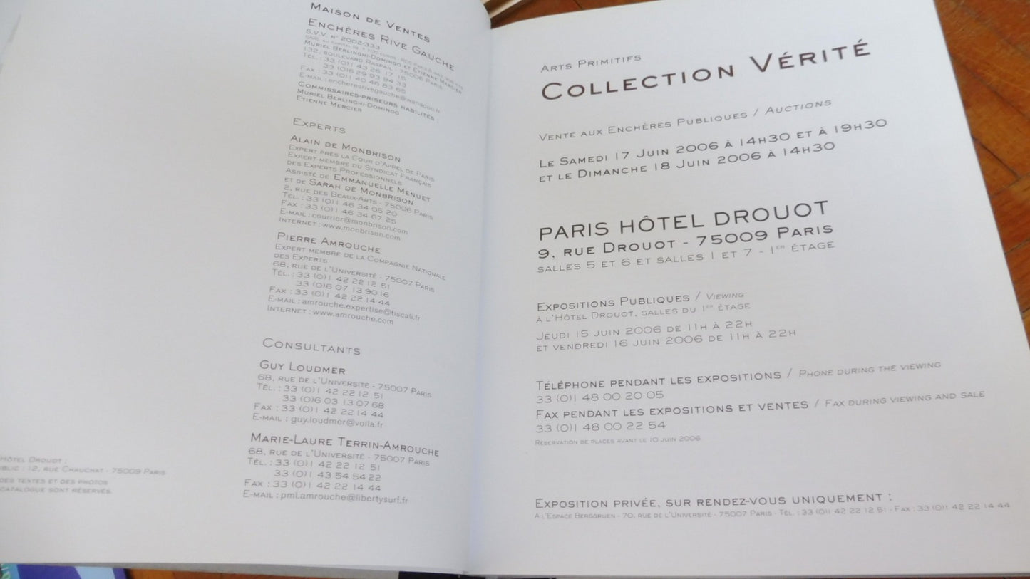 Collection Vérité. Arts primitifs. Catalogue de vente Drouot 2006
