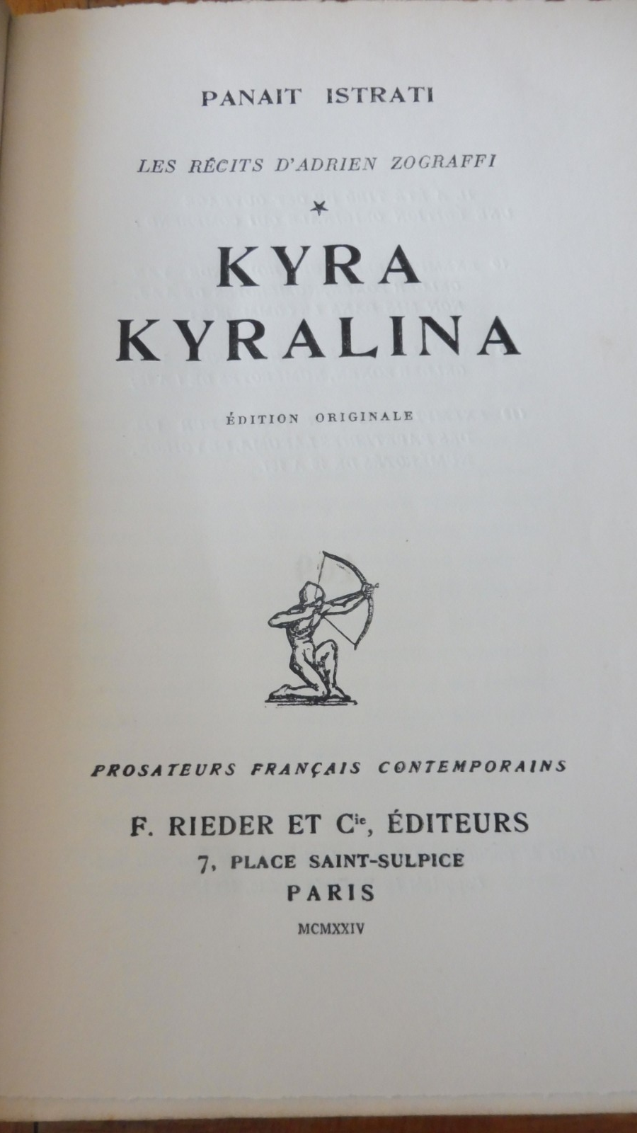 Kyra Kyralina (Panait Istrati) 1924 EO LAFUMA