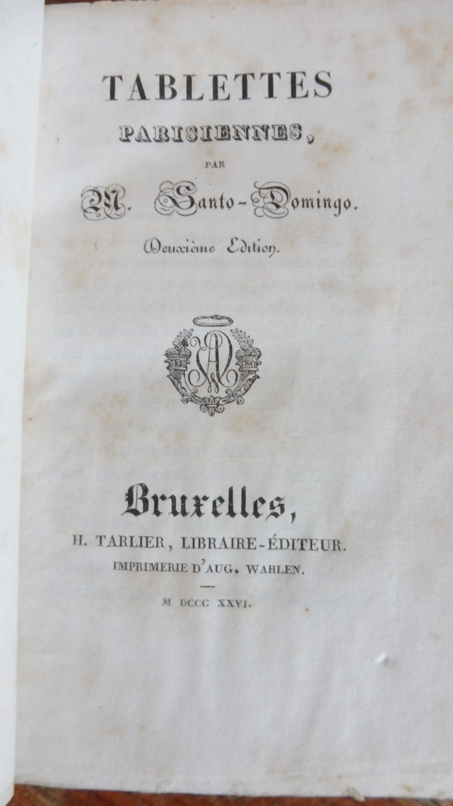 Tablette parisiennes (M. Santo-Domingo) 1826