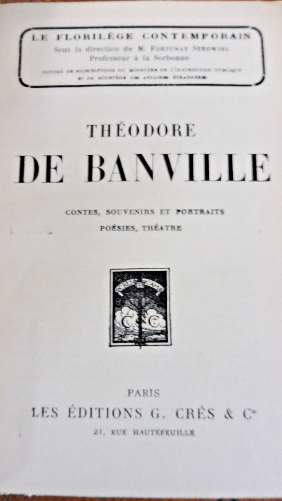 Contes, souvenirs et portrait, poésie, théâtre (Théodore de Banville) s.d.