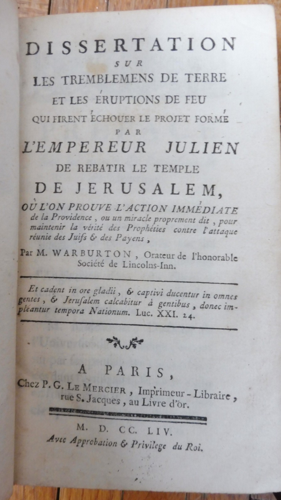 Dissertation sur les tremblements de terre (M. Warburton) 1754 2/2