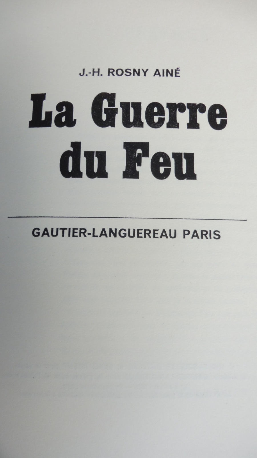 La Guerre du feu (J. -H. Rosny-Aîné) 1960