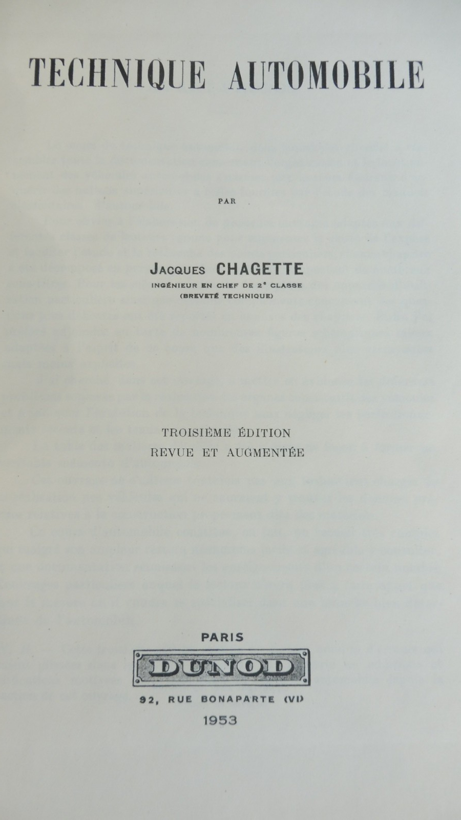 Technique automobile (Jacques Chagette) 1953