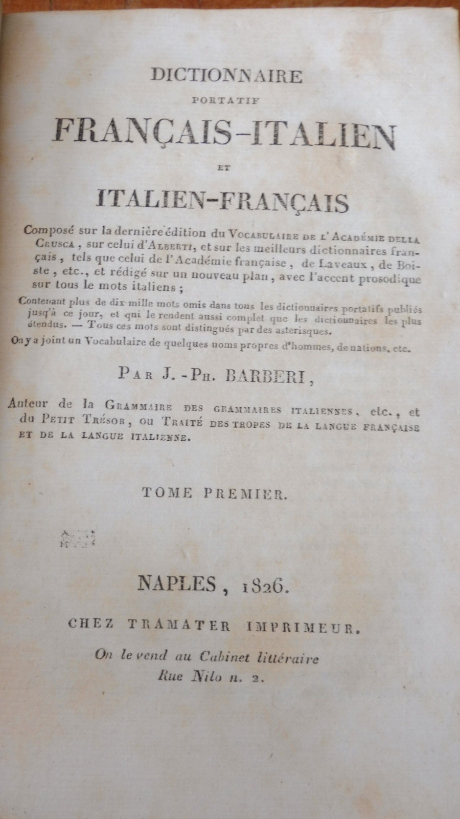 Dictionnaire Français-Italien (Barberi) 1826