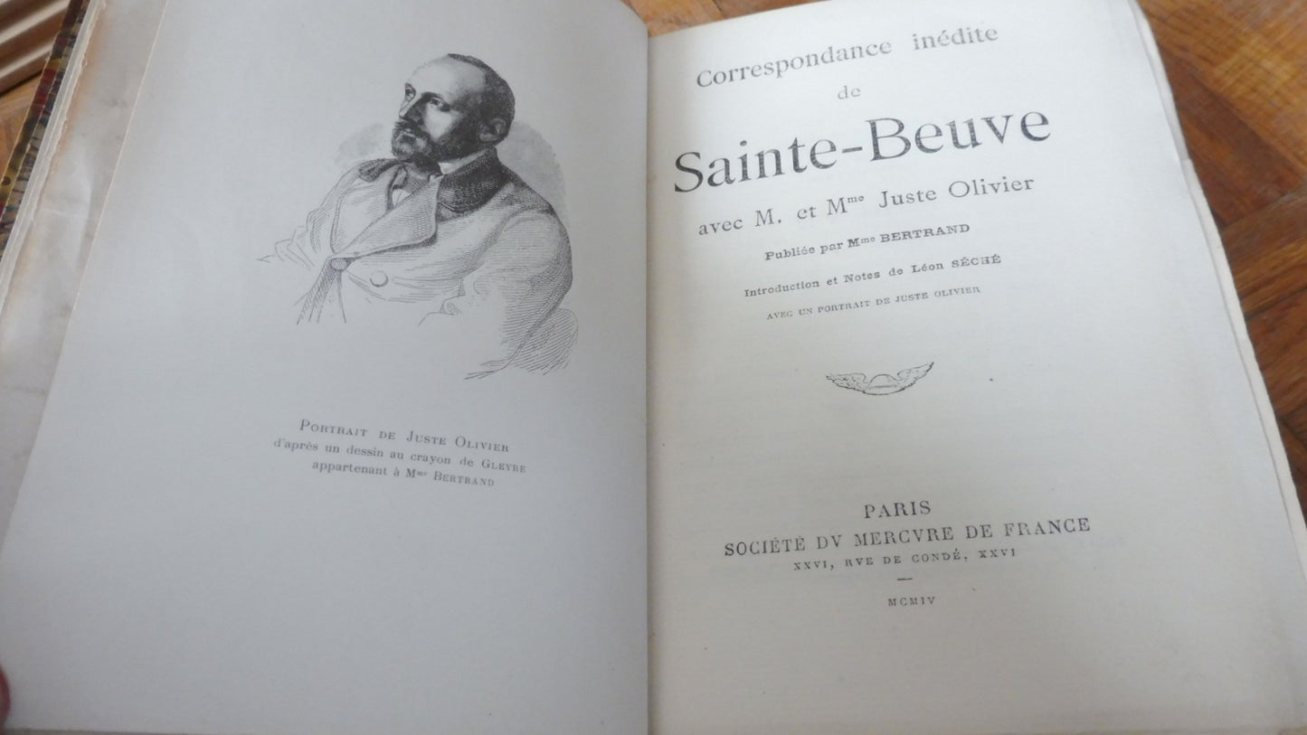 Correspondance de Sainte-Beuve avec M. et Me. Olivier 1904 + LETTRE EO