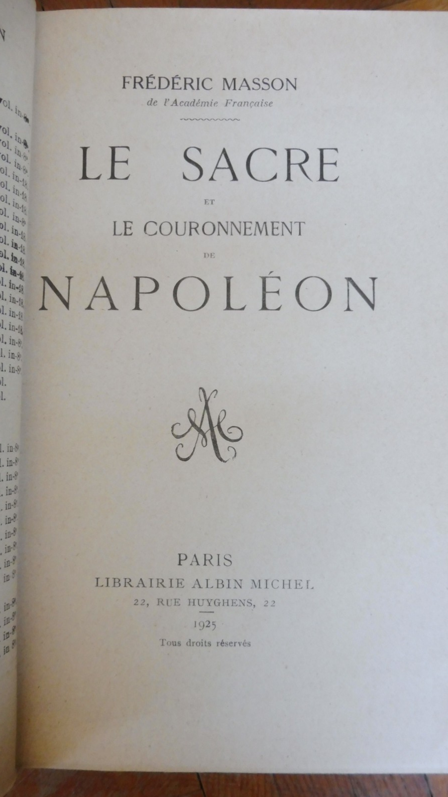 Le Sacre de Napoléon (Frédéric Masson) 1925