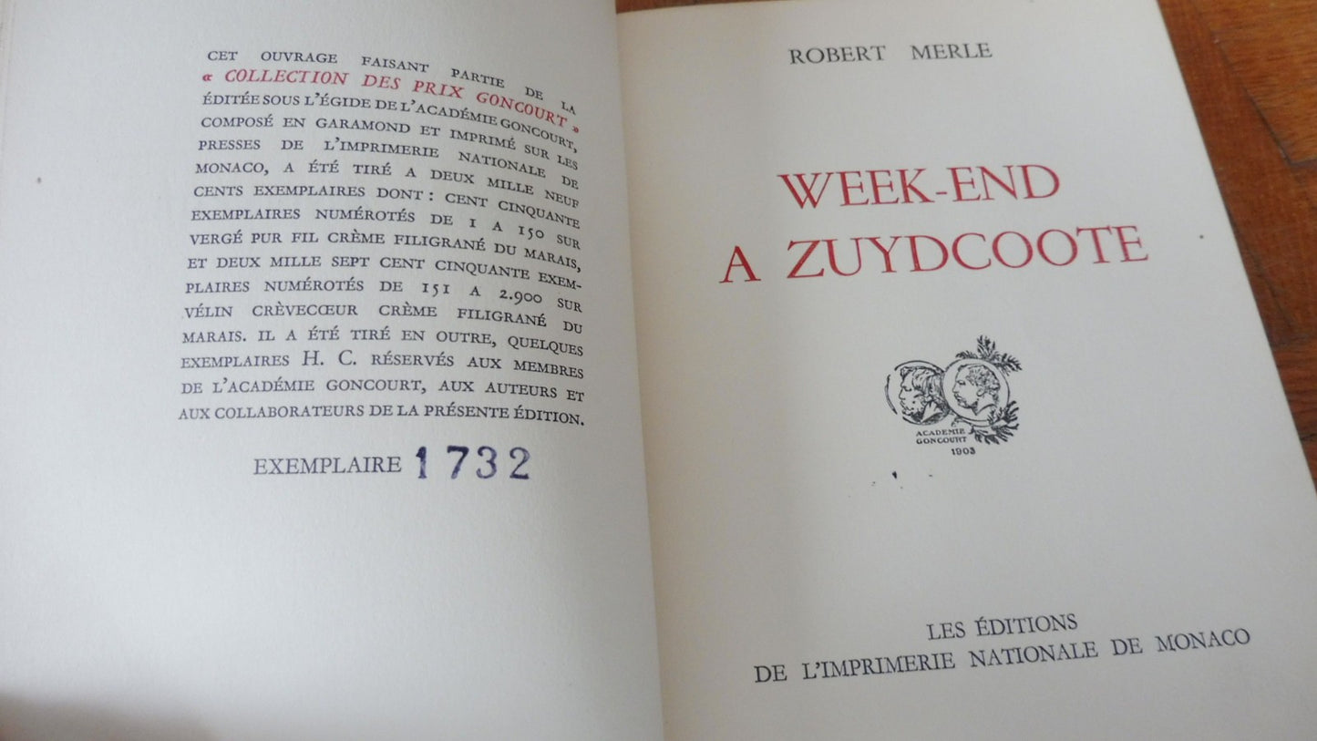 Week-end à Zuydcoote (Robert Merle) 1952 VELIN