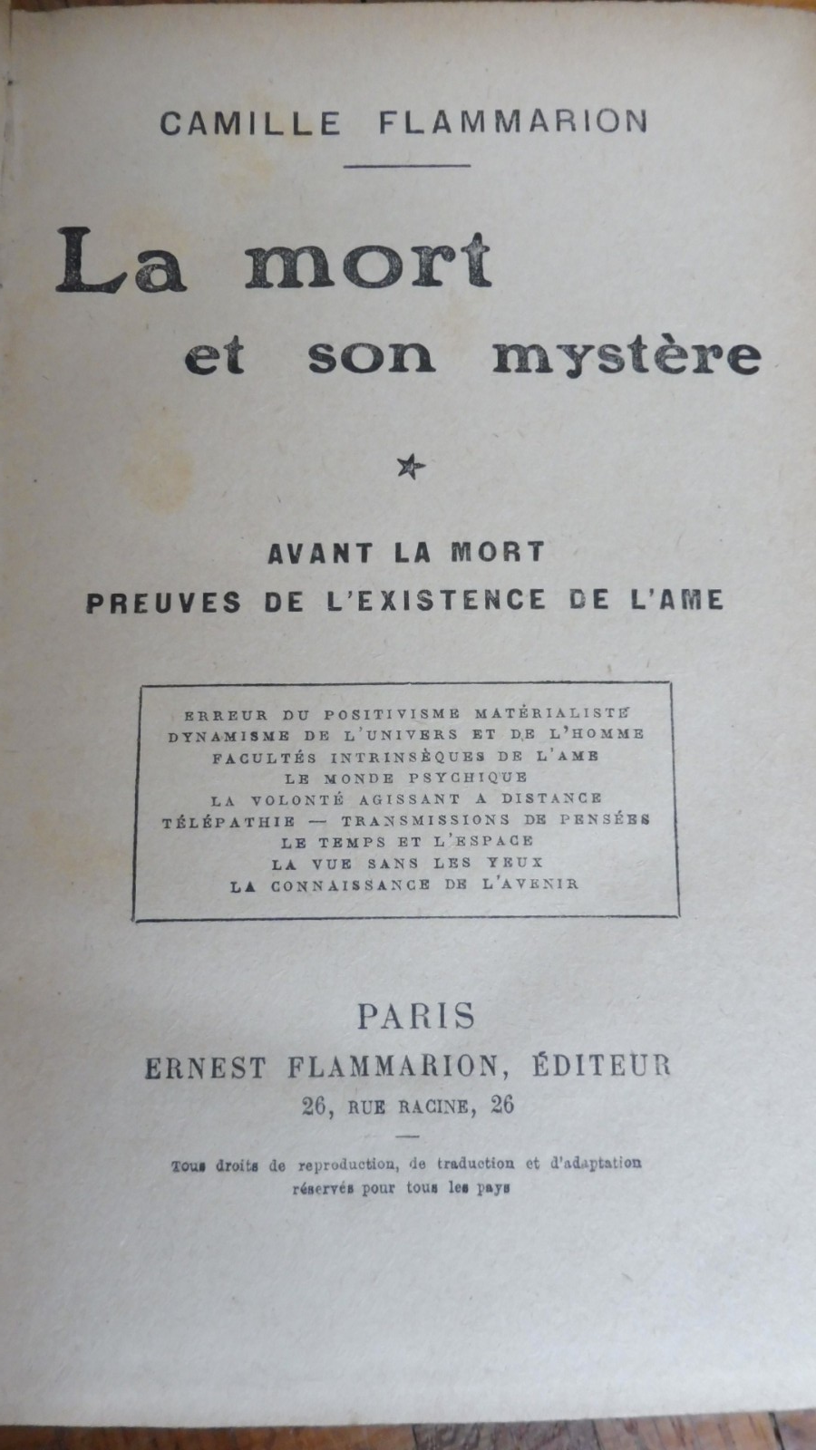 La Mort et son mystère (Camille Flammarion) s.d. ESOTERISME