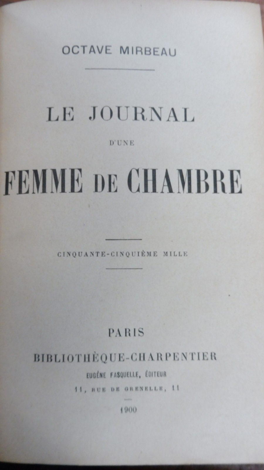 Le Journal d'une femme de chambre (Octave Mirbeau) 1900