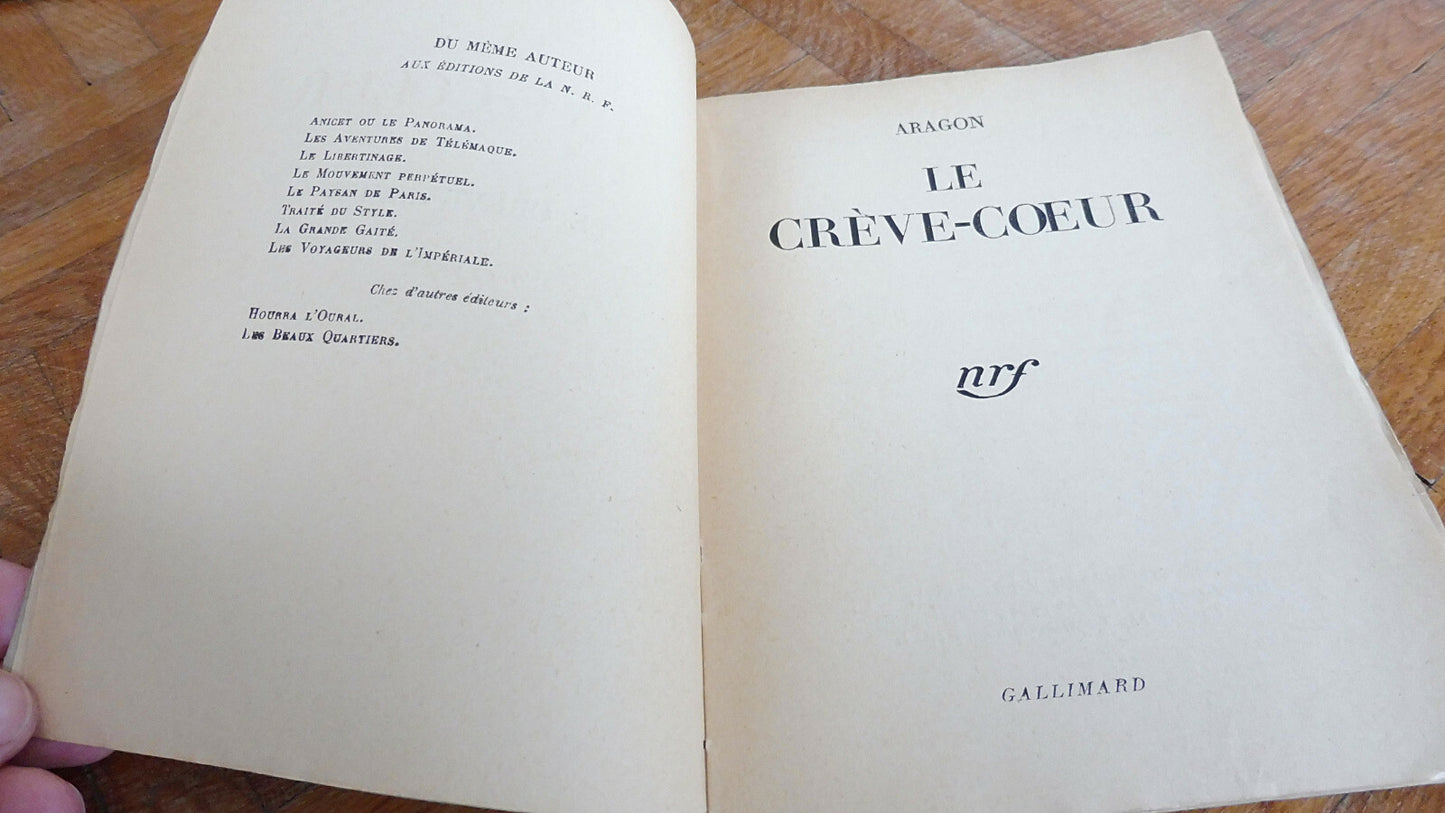 Le Crève-Coeur (Aragon) 1942 NRF