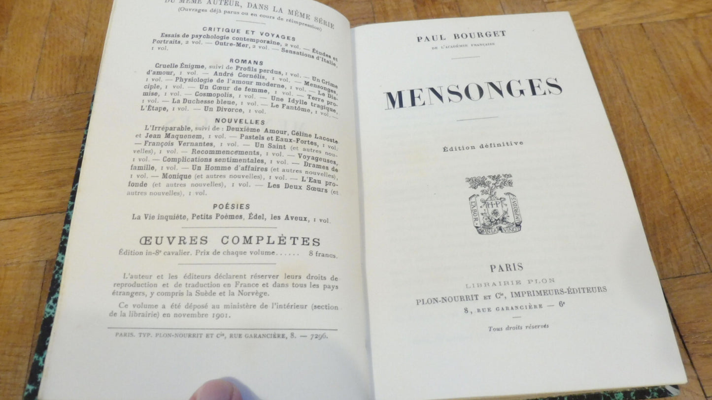 Mensonges (Paul Bourget) s.d.