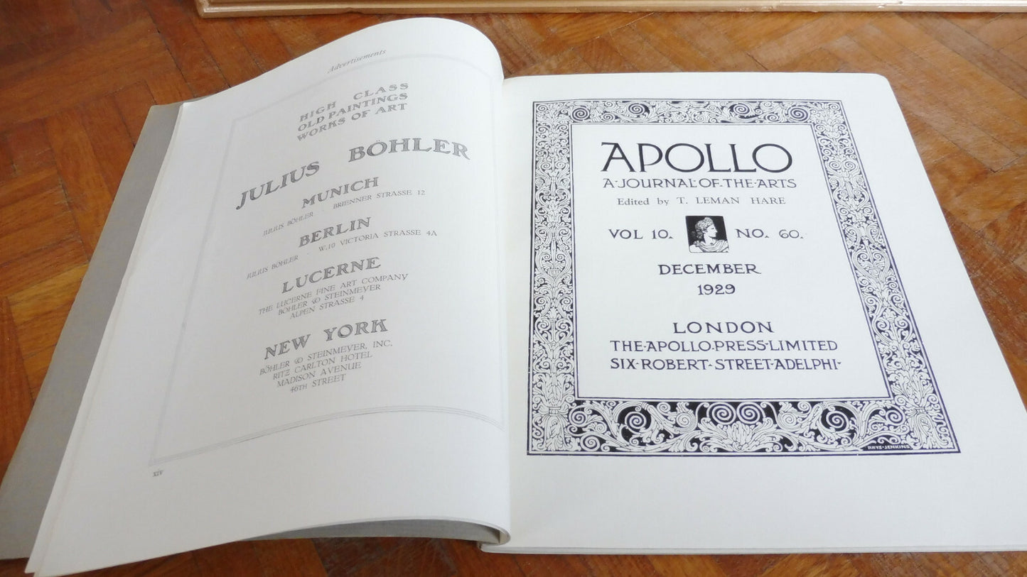 Apollo. A journal of the arts. Vol. X. N°60 Décembre 1929