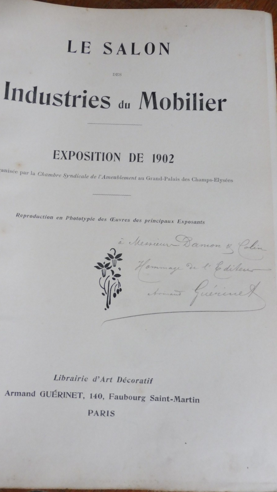 Le Salon des industries du mobilier. Exposition de 1902 ENVOI
