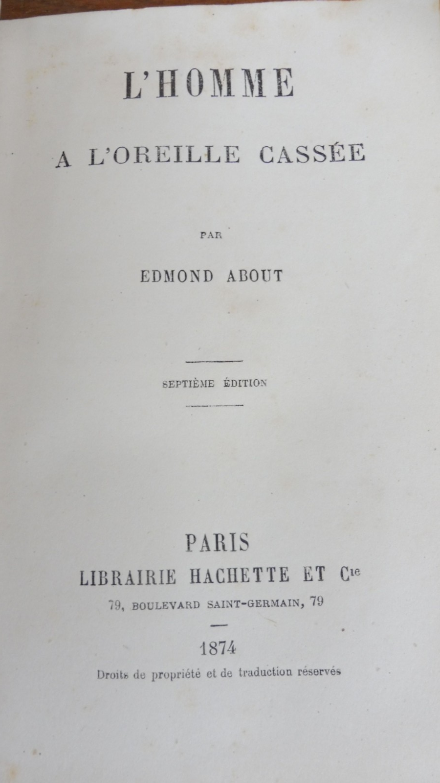 L'Homme à l'oreille cassée (Edmond About) 1874