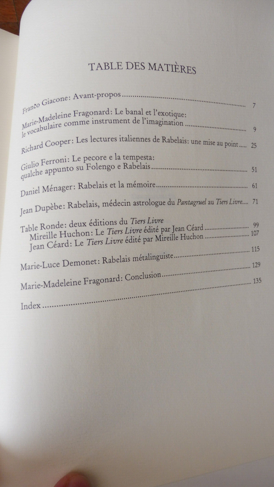 Le Tiers Livre. Colloque de Rome (Franco Giacone dir.) 1999 RENAISSANCE