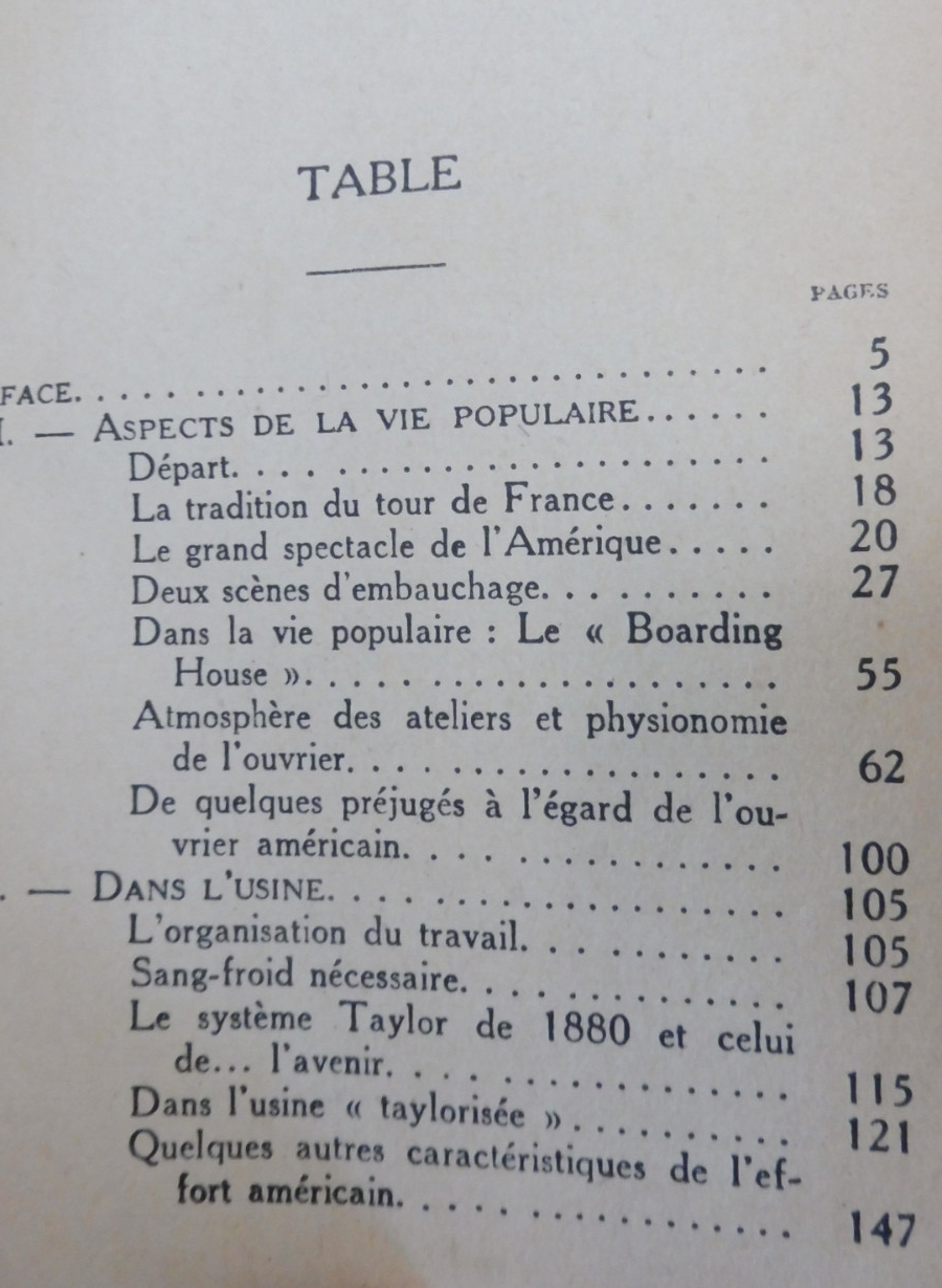 Standards (H. Dubreuil) 1929 HISTOIRE DU TRAVAIL