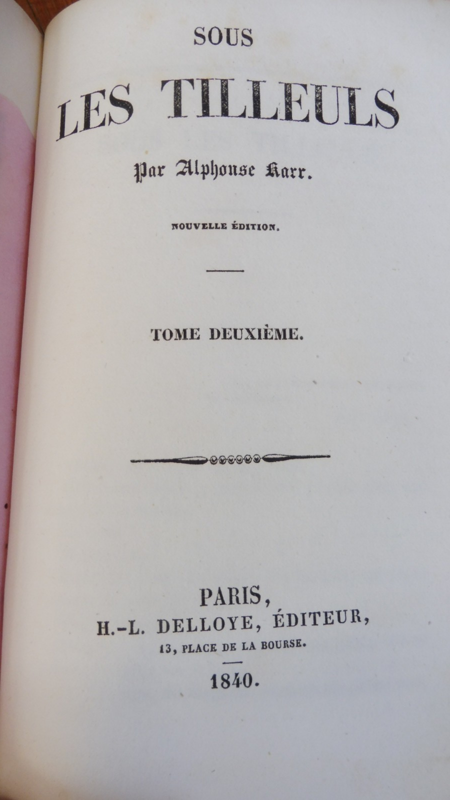 Sous les tilleuls (Alphonse Karr) 1840 2 tomes en 1 vol.