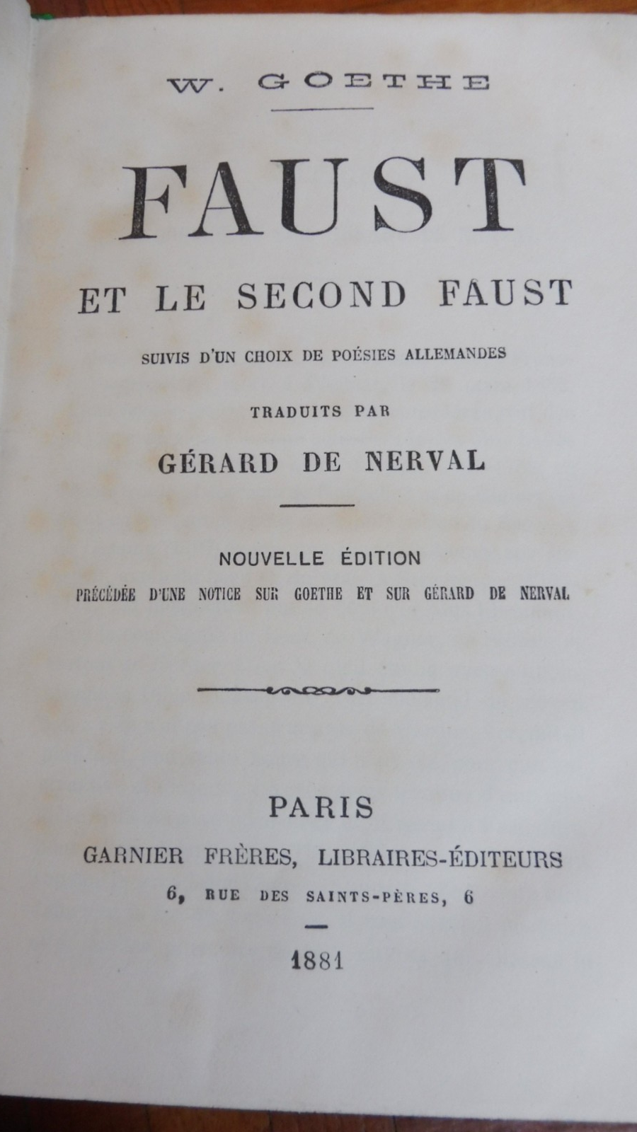 Oeuvres de Goethe 1870-1882 5 vol.