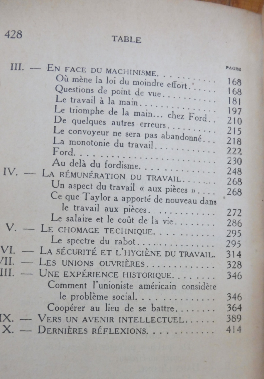 Standards (H. Dubreuil) 1929 HISTOIRE DU TRAVAIL